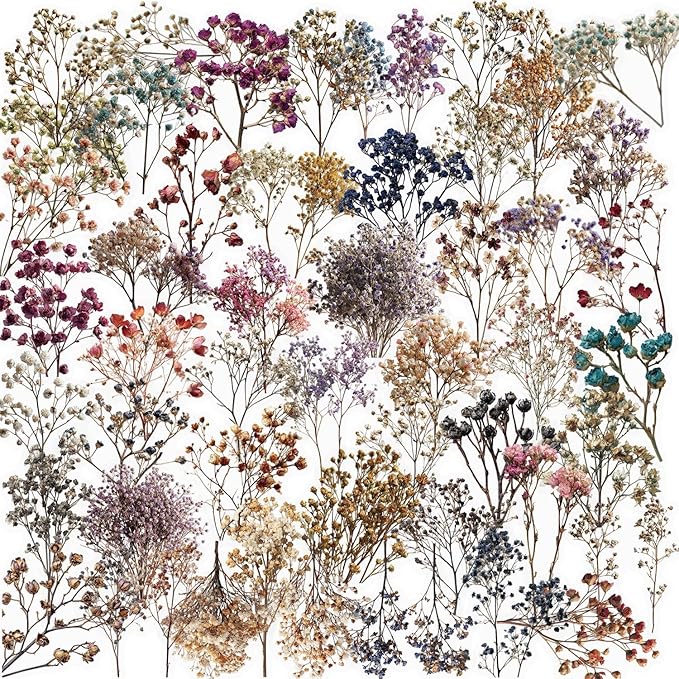 50PCS Vintage Dried Flower Stickers, Aesthetic Plant Decals by YOKSAS