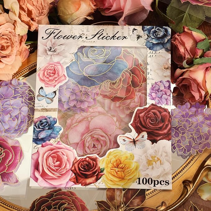 emmoolife Pressed Flower Stickers Set Large Dried Flowers Themed Resin Sticker - Image 5