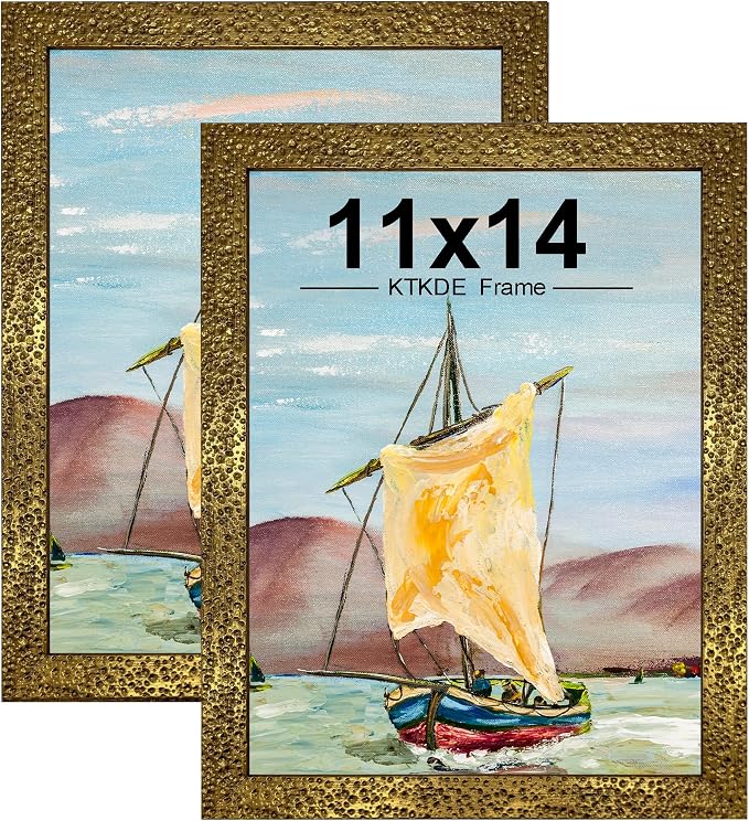 KTKDE 11x14 Picture Frame Set of 2, Ornate Vintage Gold Photo Frames 11 x 14 by KTKDE