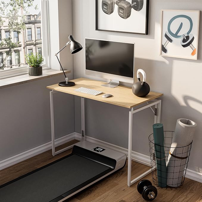 alawooder 39.4" Folding Desk: No Assembly, Wood Top - Image 5