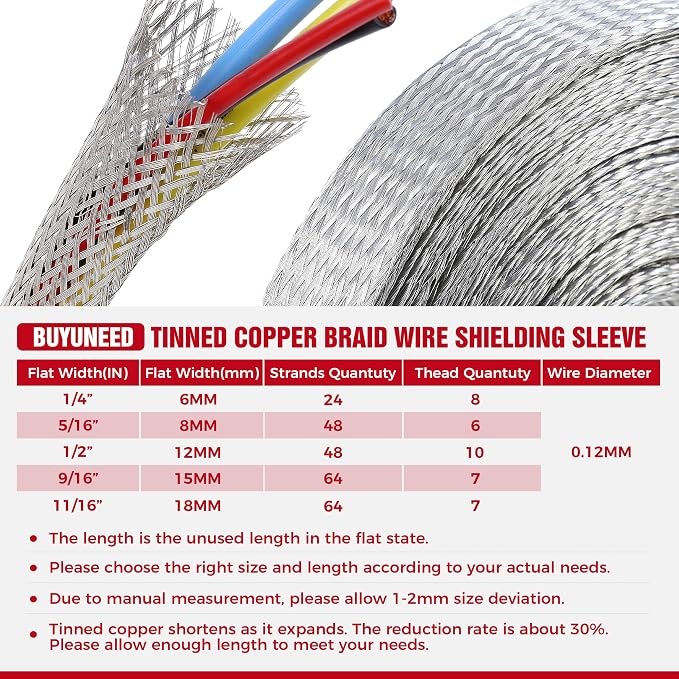 Tinned Copper Wire Grounding Braid Cable Shielding Sleeve Metal Wire Sheathing - Image 8