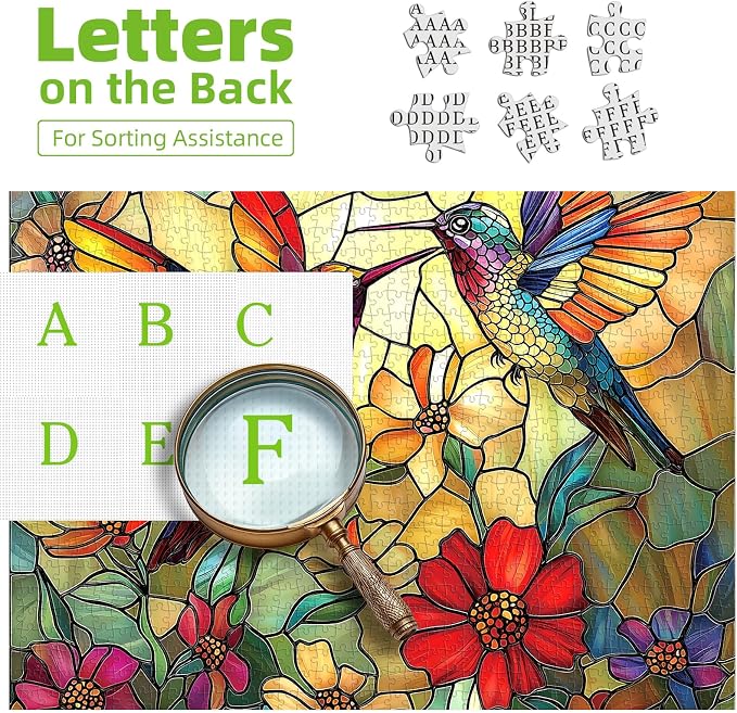 Vintage Paint Hummingbird Flower 500 Piece Puzzles - Image 3