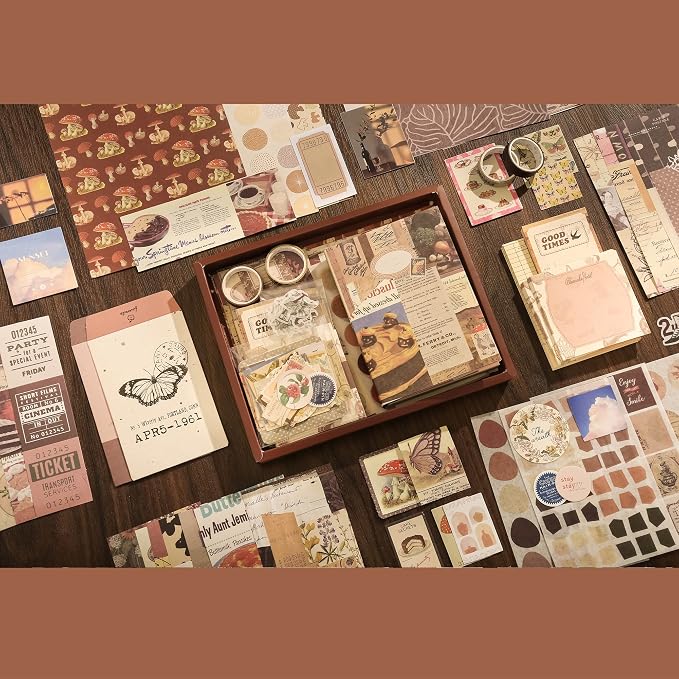emmoolife 348 Pcs Scrapbooking Supplies Kit, Vintage Aesthetic Scrapbook Kit - Image 8