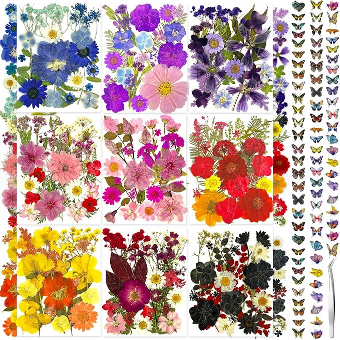 303Pcs Dried Pressed Flowers for Crafts, Dried Pressed Flowers for Resin by VCTSELITY