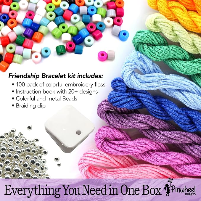 Pinwheel Crafts Friendship Bracelet Kit – DIY String Bracelet Making Kit - Image 2