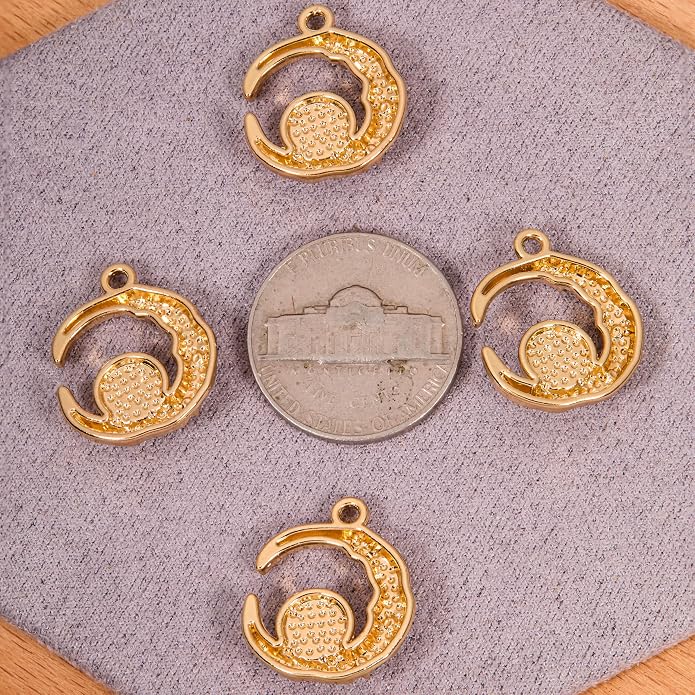 Gold-Tone Moon Charms with Rhinestones - Image 3