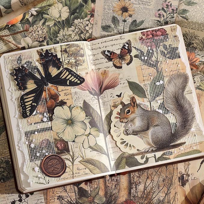 120 Sheets Vintage Botanical Scrapbook Paper Set, Journaling Scrapbooking - Image 7
