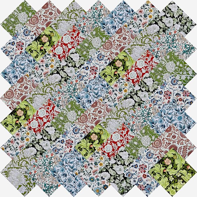 50pcs 12 x 12 inches Multicolor Cotton Fabric Bundle Squares by Unknown
