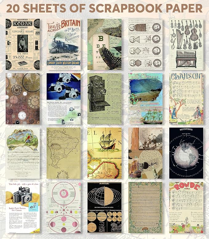 Fayware 411 Vintage Washi Stickers & 20 Scrapbook Papers Ephemera - Image 6