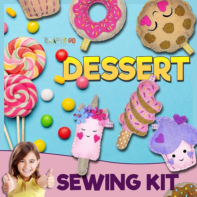 12 Pre-Cut Mini Treats Dessert Fun Kids Sewing Kit - Image 7