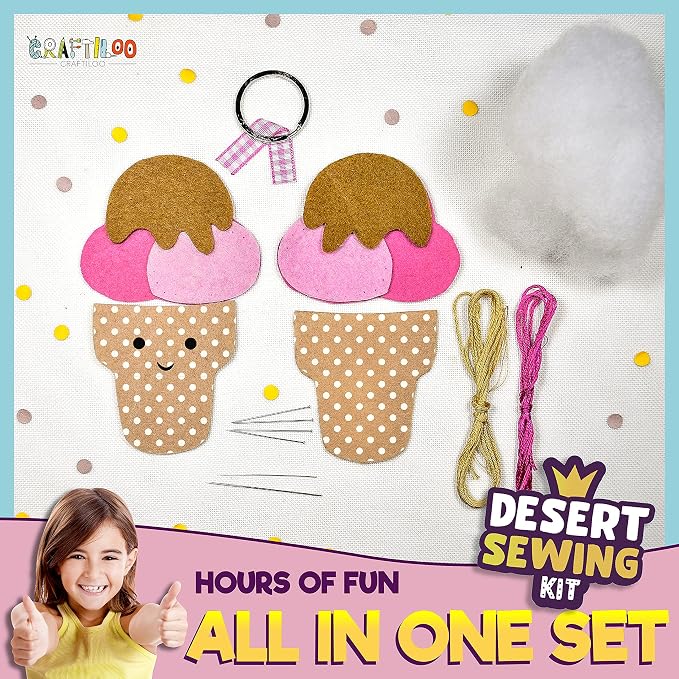 12 Pre-Cut Mini Treats Dessert Fun Kids Sewing Kit - Image 4